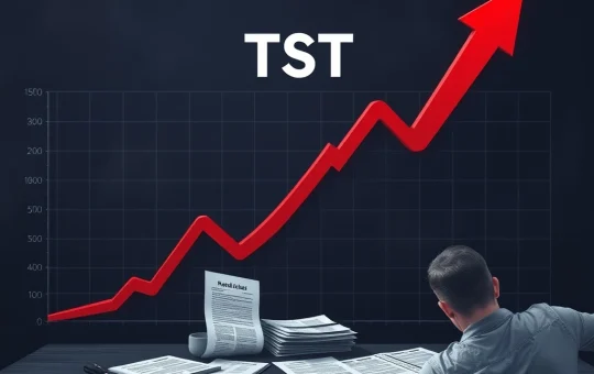 TST crash depicted with a sharp downward-trending graph amid regulatory documents