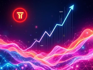 TUT token price chart soaring, illustrating the 582% crypto surge driven by intense on-chain activity and community engagement.