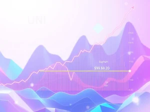 A bullish chart for Uniswap UNI, illustrating a technical breakout pattern with an upward arrow indicating a potential price rally.