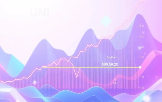 A bullish chart for Uniswap UNI, illustrating a technical breakout pattern with an upward arrow indicating a potential price rally.