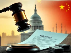 A gavel hitting a document, symbolizing the JPMorgan Subpoena and the broader financial scrutiny related to the CATL IPO national security concerns.