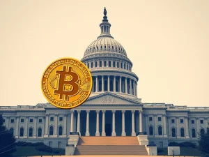 An illustration showing the U.S. government's significant Bitcoin holdings, symbolizing stability and the complex management of digital assets.