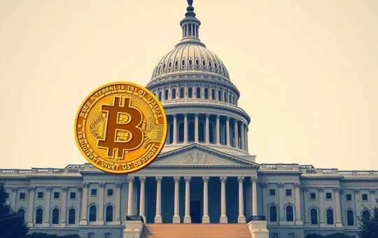 An illustration showing the U.S. government's significant Bitcoin holdings, symbolizing stability and the complex management of digital assets.