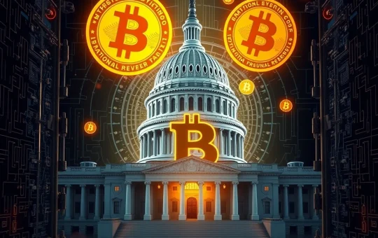 An illustration of the US government establishing a Strategic Bitcoin Reserve, symbolizing a pivotal shift in US Bitcoin policy.
