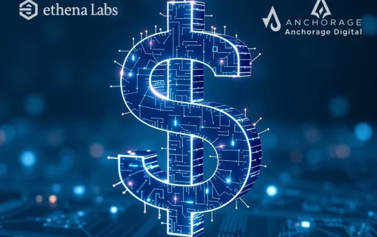 A visual representing the **US Regulated Stablecoin** USDtb, symbolizing its secure and compliant launch by Ethena Labs and Anchorage Digital under the GENIUS Act.