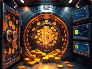 U.S. Strategic Bitcoin Reserve vault with Bitcoin and gold assets