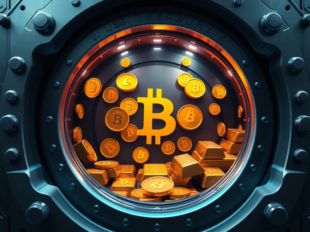 U.S. Strategic Bitcoin Reserve vault with Bitcoin and gold assets