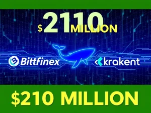 Depicts a significant USDT transfer between Bitfinex and Kraken, highlighting strategic crypto whale liquidity shifts.