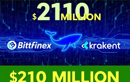 Depicts a significant USDT transfer between Bitfinex and Kraken, highlighting strategic crypto whale liquidity shifts.