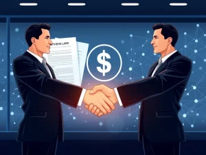 Anchorage Digital and Ethena Labs executives shaking hands, symbolizing the launch of the USDtb stablecoin and adherence to GENIUS Act compliance.