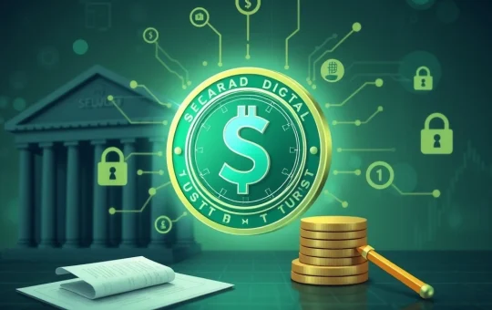 Illustrates the groundbreaking launch of the USDtb stablecoin, highlighting its regulatory compliance and bridging traditional finance with blockchain.