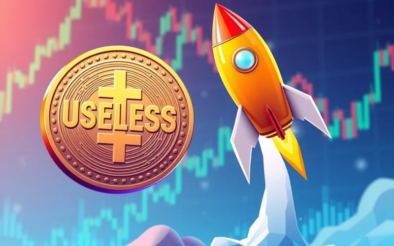A chart showing the potential rise of Useless Coin, symbolizing its market analysis and future outlook for this unique altcoin.