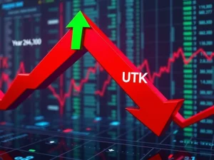 Visualizing the dramatic UTK price movements, showing a small recent rise against a backdrop of significant long-term declines, highlighting market uncertainty.