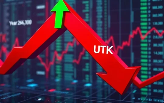 Visualizing the dramatic UTK price movements, showing a small recent rise against a backdrop of significant long-term declines, highlighting market uncertainty.