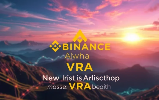 A visual representation of Verasity VRA tokens falling into a Binance Alpha exchange logo, symbolizing the new listing and VRA airdrop opportunity.