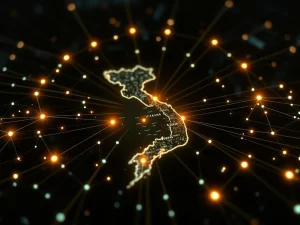 Vietnam's revolutionary NDAChain platform symbolizing the future of secure digital identity and blockchain governance.