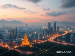 A visual representation of Vietnam's revolutionary NDAChain securing digital identity verification and streamlining government transactions.
