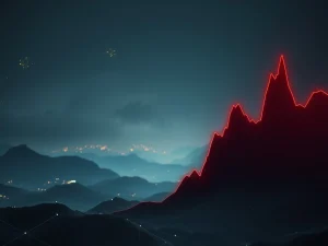 A chart showing a dramatic drop in VOXEL price, symbolizing the recent market volatility and challenges faced by the token.