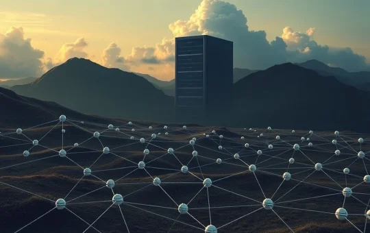 Illustrates Web3's critical challenge, showing decentralized networks grappling with dependence on centralized cloud infrastructure.