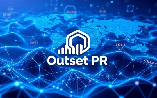 A visual representation of Web3 PR success, showing data analytics, media impressions, and global reach for blockchain projects.
