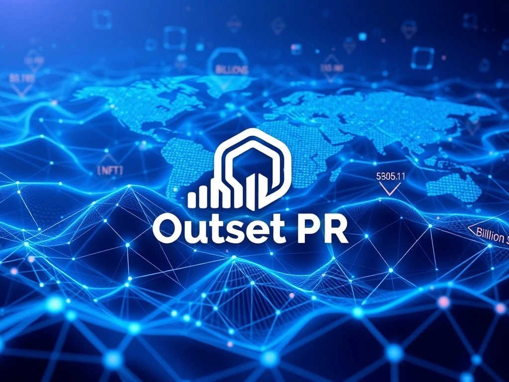 A visual representation of Web3 PR success, showing data analytics, media impressions, and global reach for blockchain projects.