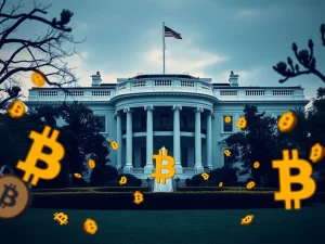 White House and Bitcoin symbols representing crypto regulation uncertainty