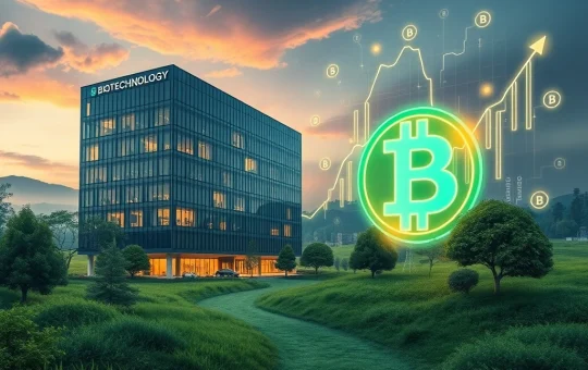 A visual representation of Windtree Therapeutics transitioning into institutional crypto, with BNB symbols and a rising market chart.