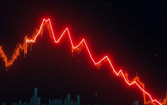 Worldcoin price chart showing sharp decline under bearish trendline pressure