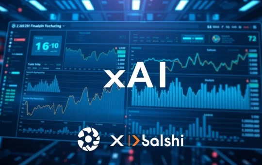 AI-powered financial charts with xAI and Kalshi logos, symbolizing their groundbreaking xAI Kalshi partnership in prediction markets.
