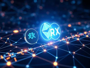 Stellar XLM and RTX tokens in a futuristic payment system