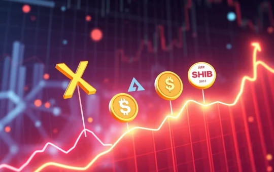 XRP, ADA, and SHIB tokens surging in a bullish crypto market forecast by OpenAI.