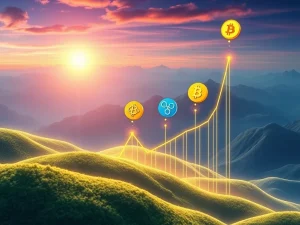 Chart showing XRP, BlockDAG, Pi Network, and SUI symbols representing diverse crypto growth drivers and significant altcoin price prediction potential.