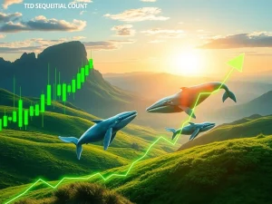 XRP chart showing a bullish TD Sequential signal with whales accumulating, hinting at a potential XRP price surge.