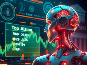 ChatGPT AI analyzes crypto trends, showing XRP excluded from a top altcoins list, reflecting the unique challenges faced by XRP in the market.