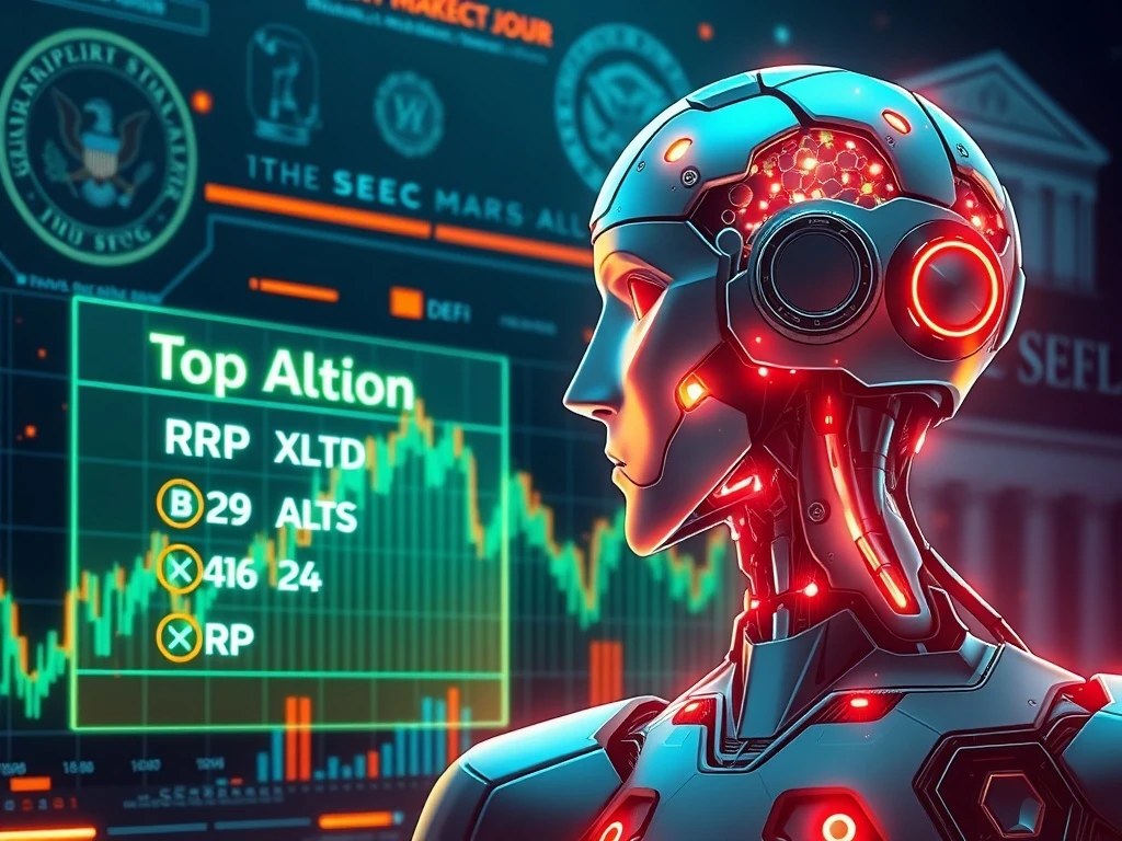 ChatGPT AI analyzes crypto trends, showing XRP excluded from a top altcoins list, reflecting the unique challenges faced by XRP in the market.