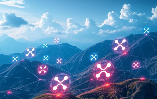 XRP News: Visualizing AI-driven cloud mining platform ALL4 Mining's role in XRP's recent price surge, symbolizing smart crypto investment.