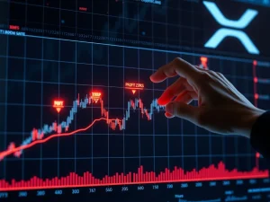 A visual representation of XRP price charts with Elliott Wave patterns, highlighting key XRP profit zones and potential surge targets.