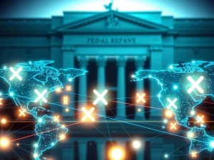 A visual representation of XRP connecting global financial networks, emphasizing its role as a potential global payment tool recognized by the Atlanta Fed.