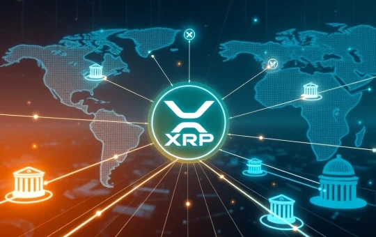 Visualizing XRP institutional adoption, connecting major banks for efficient global cross-border payments.