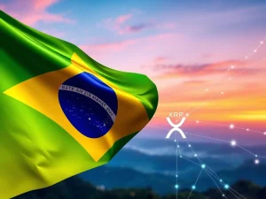 XRP Ledger innovation in Brazil's agricultural finance, depicting digital tokens transforming credit management.
