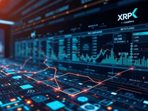XRP Ledger interface showing secure institutional DeFi transactions and blockchain compliance features.