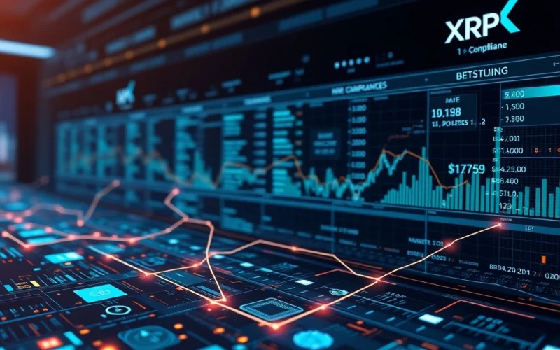XRP Ledger interface showing secure institutional DeFi transactions and blockchain compliance features.