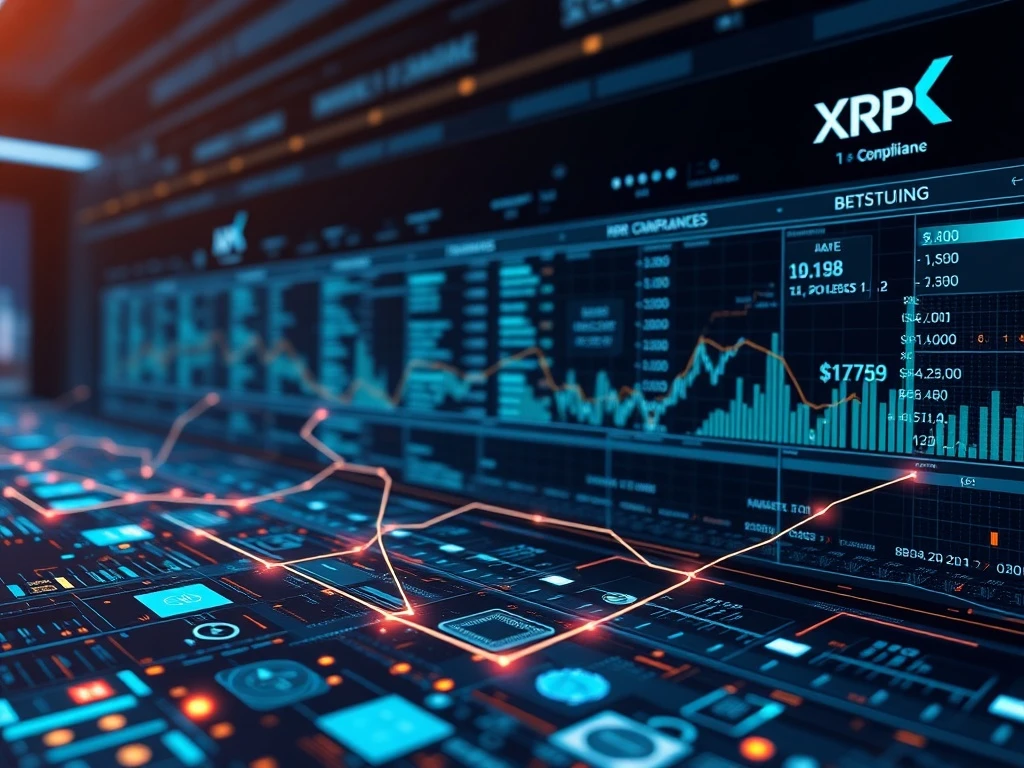XRP Ledger interface showing secure institutional DeFi transactions and blockchain compliance features.