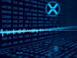 A digital representation of the XRP Ledger showing a gap in early entries, symbolizing the missing 32,000 records and the importance of network integrity.