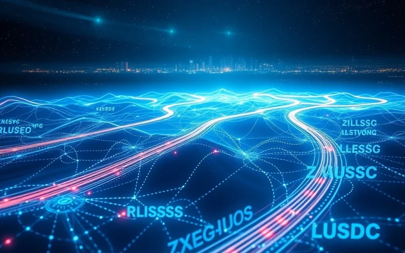 Visualizing XRP Ledger's superior speed and efficiency with RLUSD, outperforming USDC in cross-border payments.