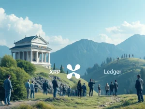 Conceptual image depicting the growing retail adoption of the RLUSD stablecoin on the XRP Ledger, bridging institutional finance with everyday users.