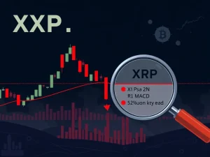 A bearish cryptocurrency chart highlighting a significant XRP price drop, illustrating critical market analysis.