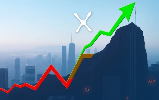An XRP chart showing a recent dip but with a clear path upwards, symbolizing the Bitpanda exec's optimistic XRP forecast.