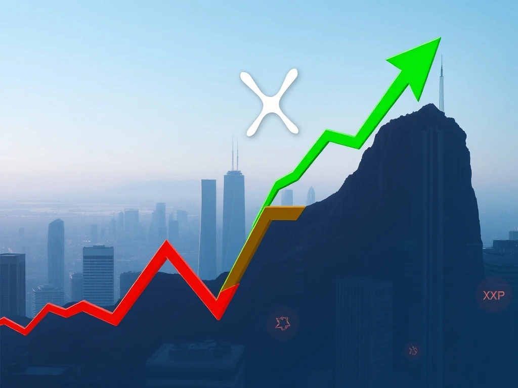 An XRP chart showing a recent dip but with a clear path upwards, symbolizing the Bitpanda exec's optimistic XRP forecast.