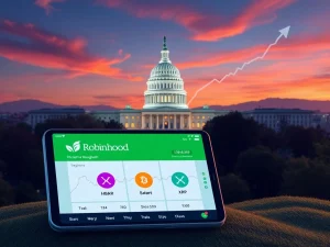 A digital trading platform screen showcasing XRP and HBAR symbols, highlighting Robinhood's strategic Crypto Listings Expansion.